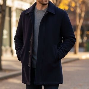 POLO Ralph Lauren NAVY BLUE WOOL BLEND PEACOAT Men’s Small PREPPY JACKET COAT